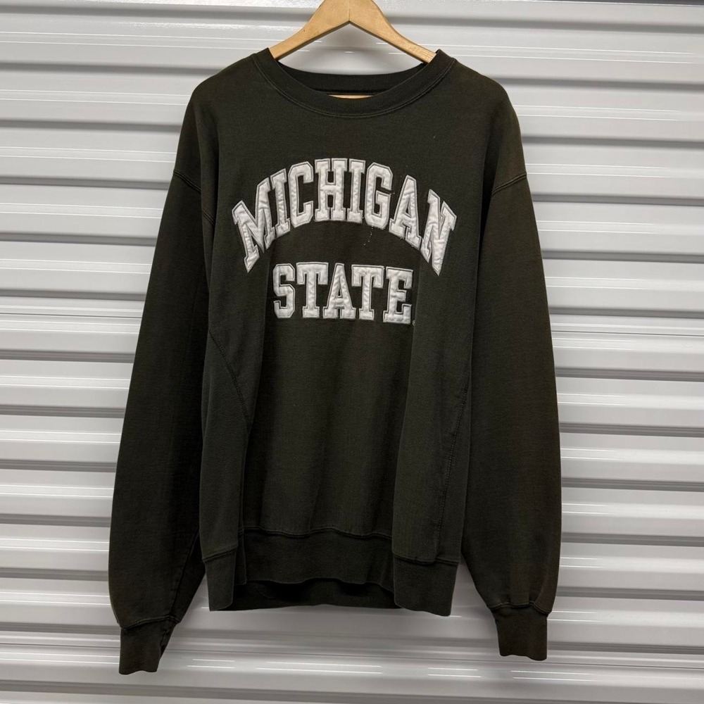 Michigan State University Embroidered Reverse Weave Crewneck Sweatshirt Size L